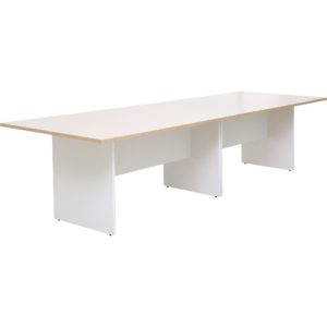 โต๊ะประชุม 8-10 ที่นั่ง สีโอ๊คอ่อน-ขาว ขาไม้ เฟอร์ราเดค MMT3200